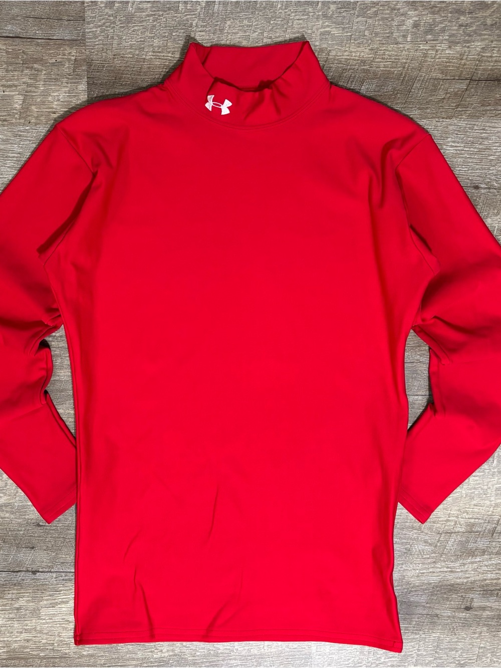 Under Armour Mock Turtleneck Compression Shirt Men’s L Red Long Sleeve Thick